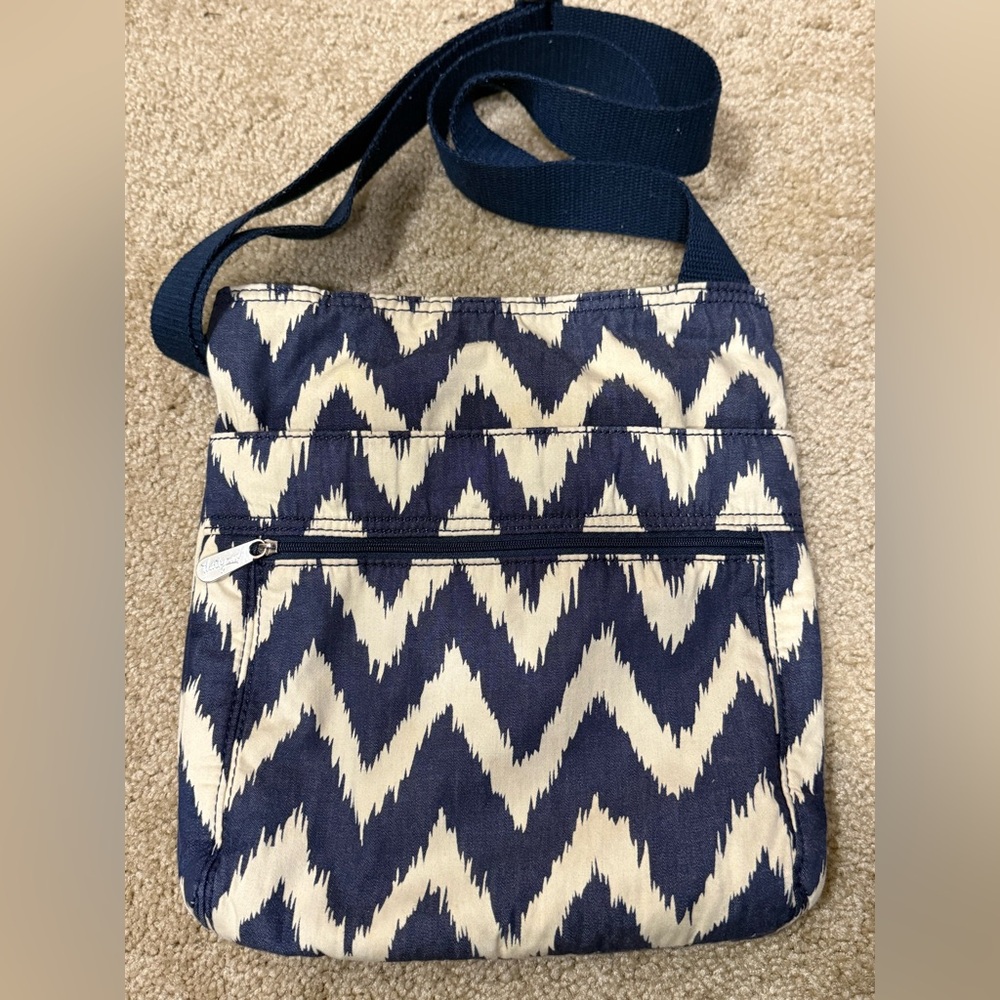Thirty One Organizing Shoulder Bag Purse‎ Tote Indigo Ink Crossbody Chevron Navy